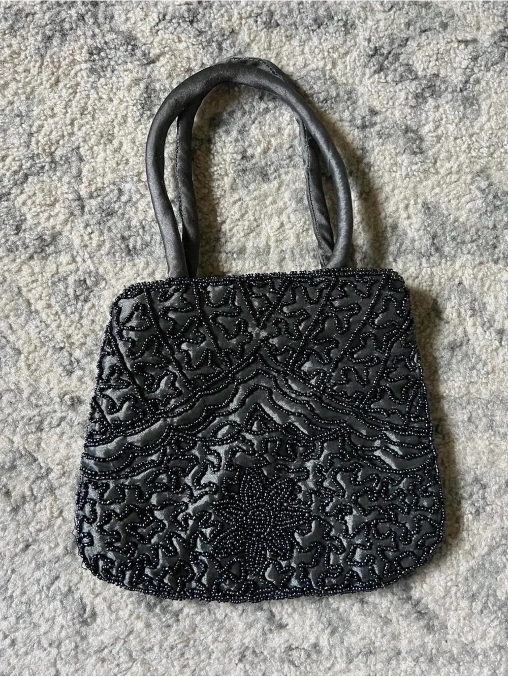 Beaded Grey Mini Purse
